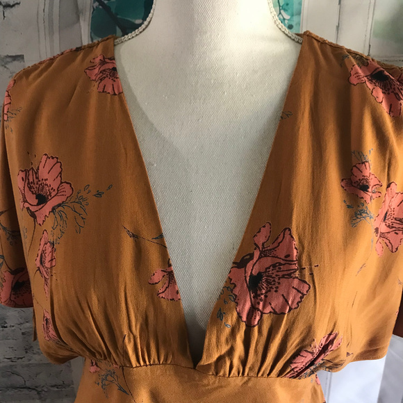 Free People Mini Dress V Neck Sz 4 (C18) - Picture 3 of 8